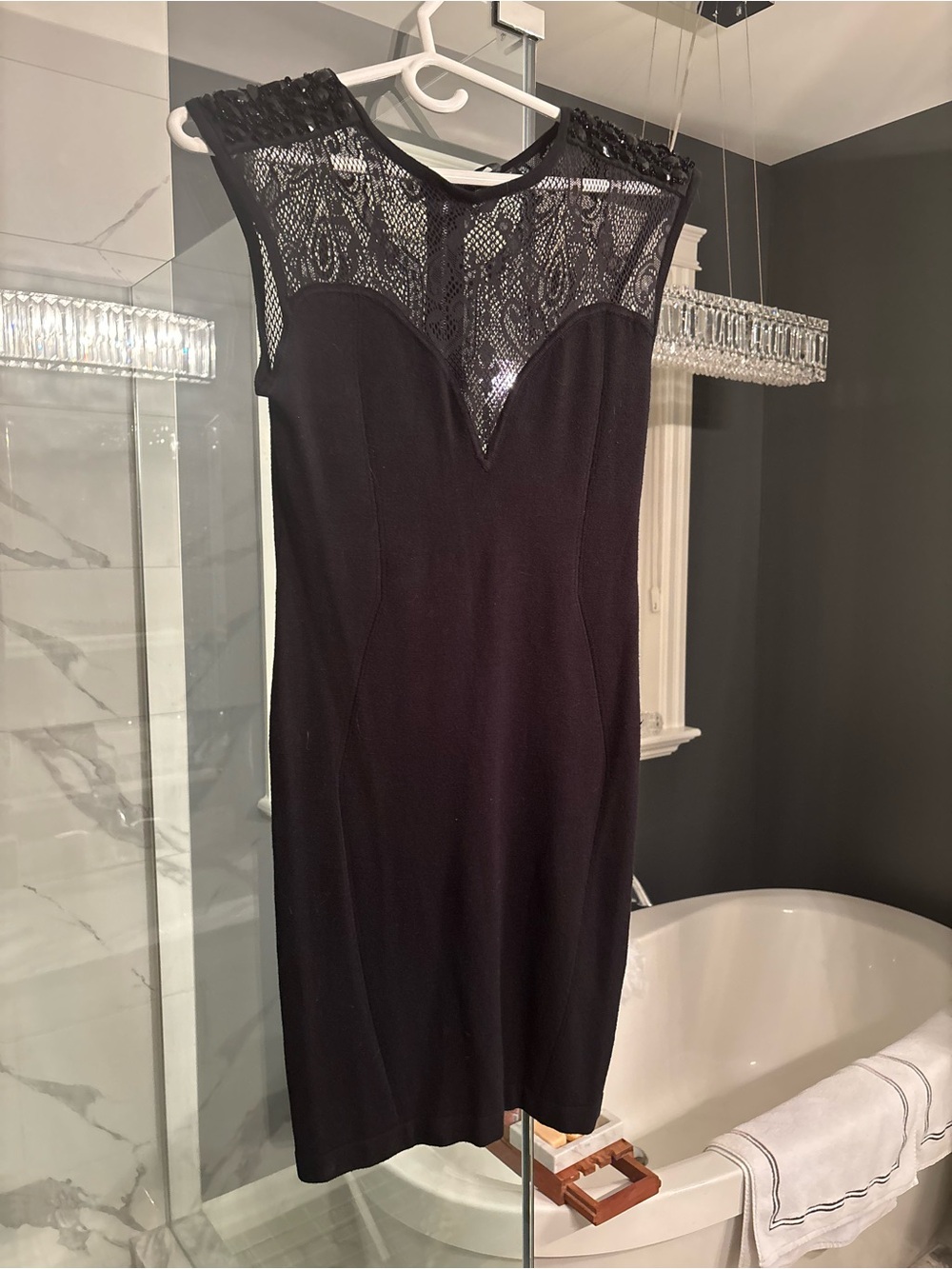 Guess Black Lace-Detail Mini Dress size medium dinner date
